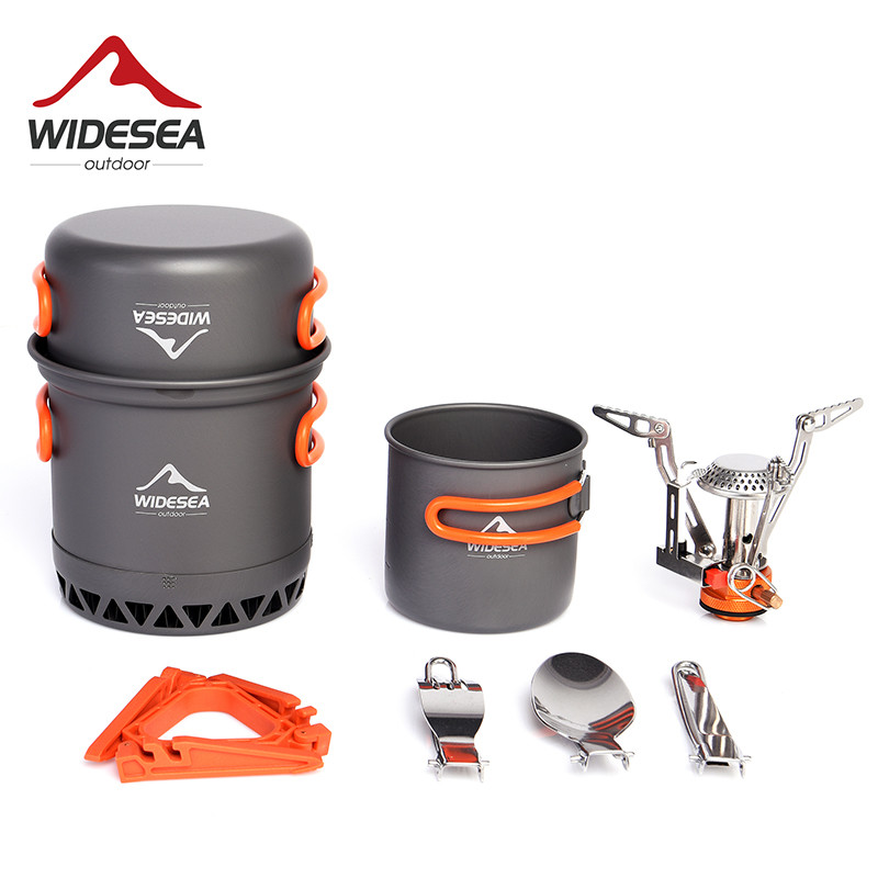 Camping Cooking Kit Box - Widesea acampamento ultra-leve panelas conjunto queimador