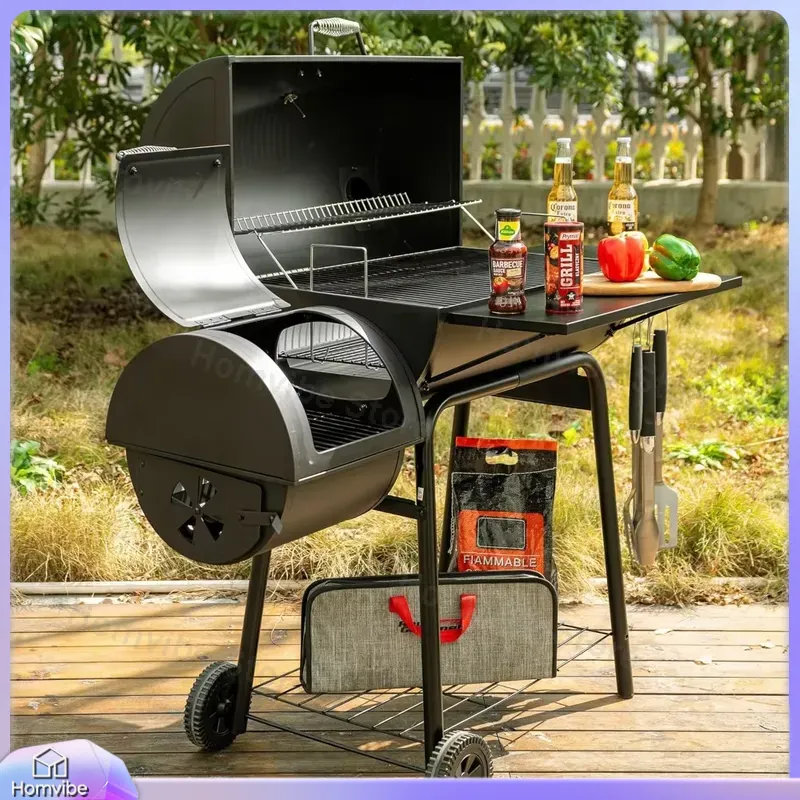 Camping Cooking Cover - Churrasqueira a carvão com defumador offset