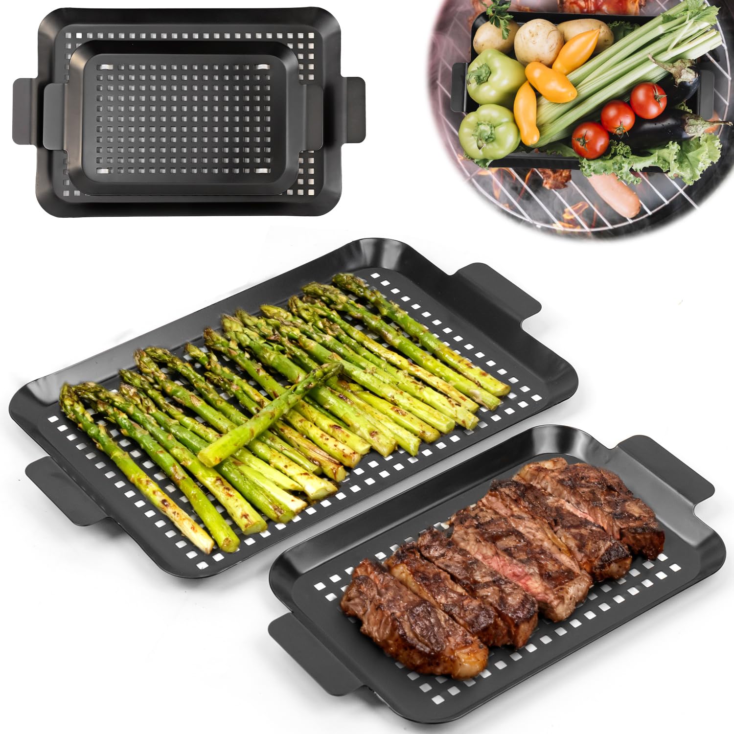 Camping Cooking Griddle - 2PCS Panela para Grelhar, Tampo para