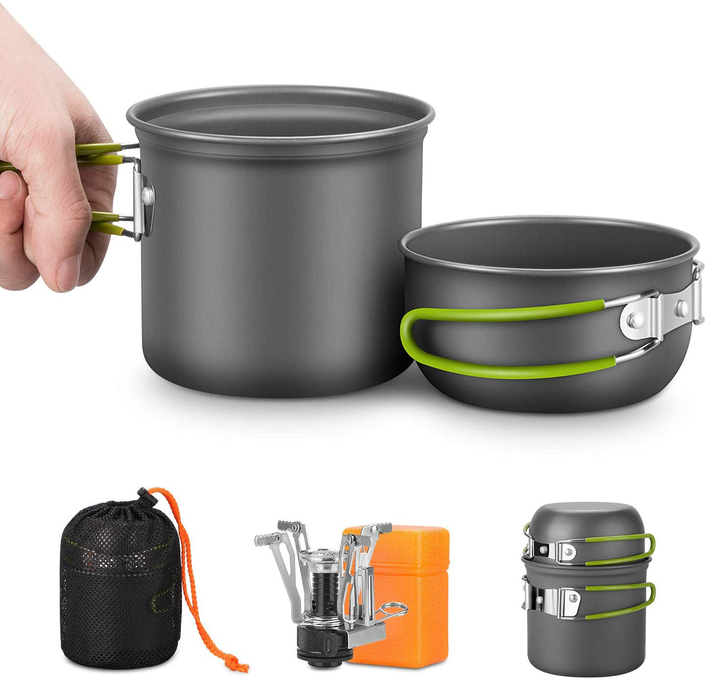 Camping Cooking Kit Box - Kit de panelas de acampamento com