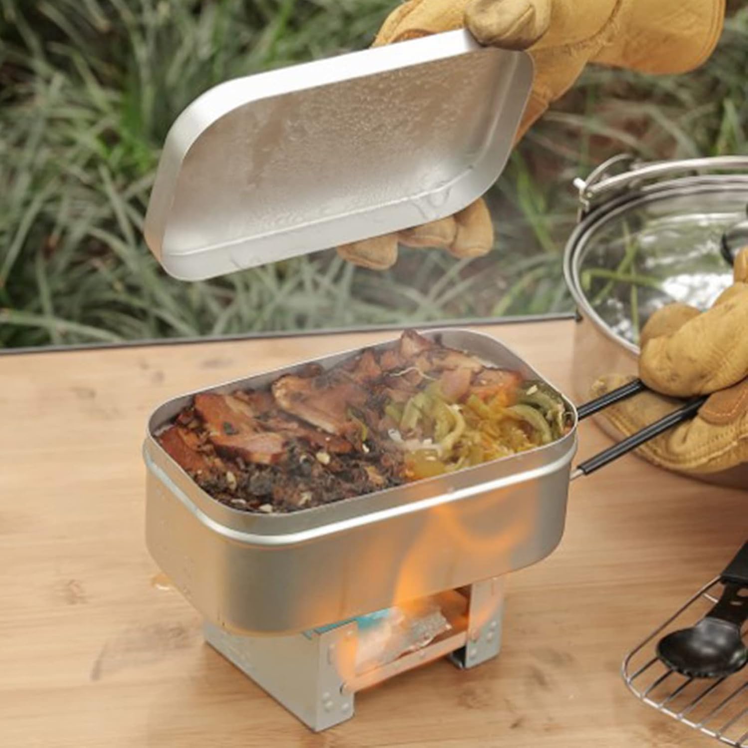 Camping Cooking Pot - Alça dobrável da caixa de bento,