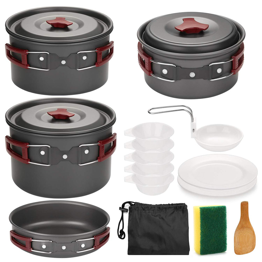 Camping Cooking Ware Set - Kit de panelas para acampamento ao