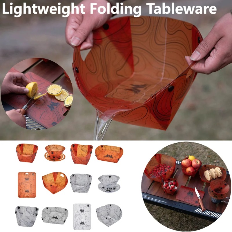 Camping Cooking Tray - Dobrável acampamento talheres portátil tigela prato