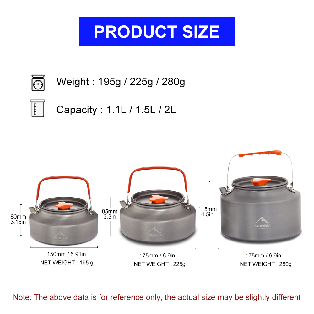 Widesea-Camping Chaleira, 1.1L - Camping Cooking Full Set avaliação e preço