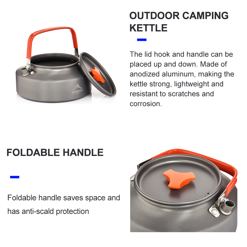 Widesea-Camping Chaleira, 1.1L - Camping Cooking Full Set avaliação e preço