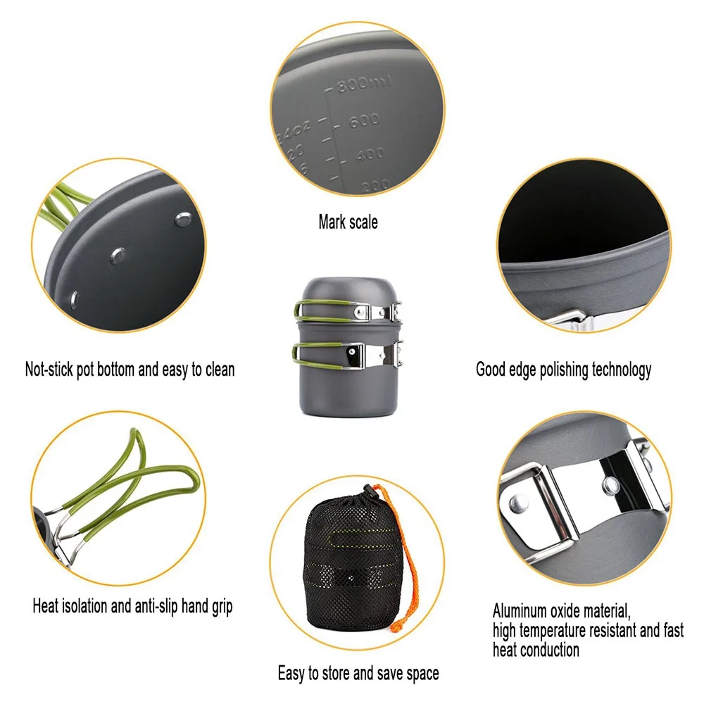 Kit de panelas para acampament - Camping Cooking Ware Set avaliação e preço
