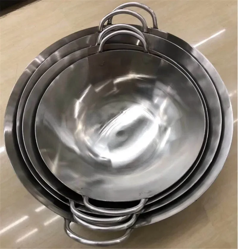 304 aço inoxidável wok 50 60 7 - Camping Cooking Without Gas avaliação e preço