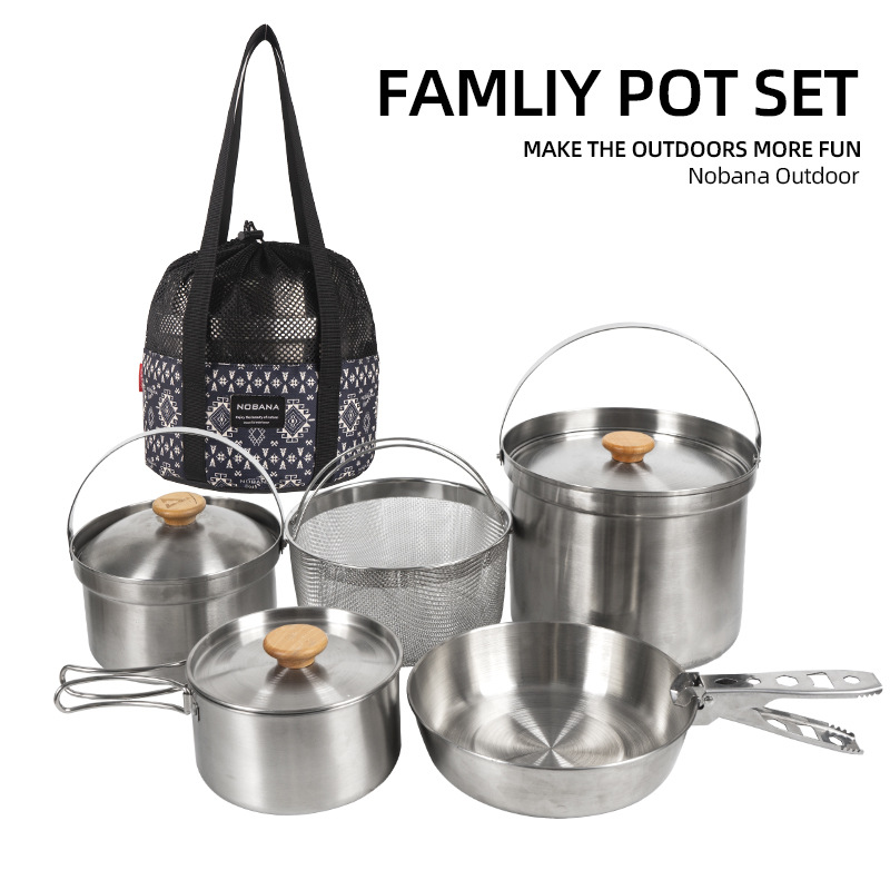 Nobana mais novo conjunto de p - Camping Cooking Ware Set avaliação e preço