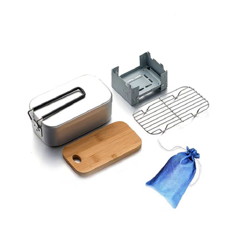 Kit de bagunça de alumínio ao  - Camping Cooking Kit Box avaliação e preço