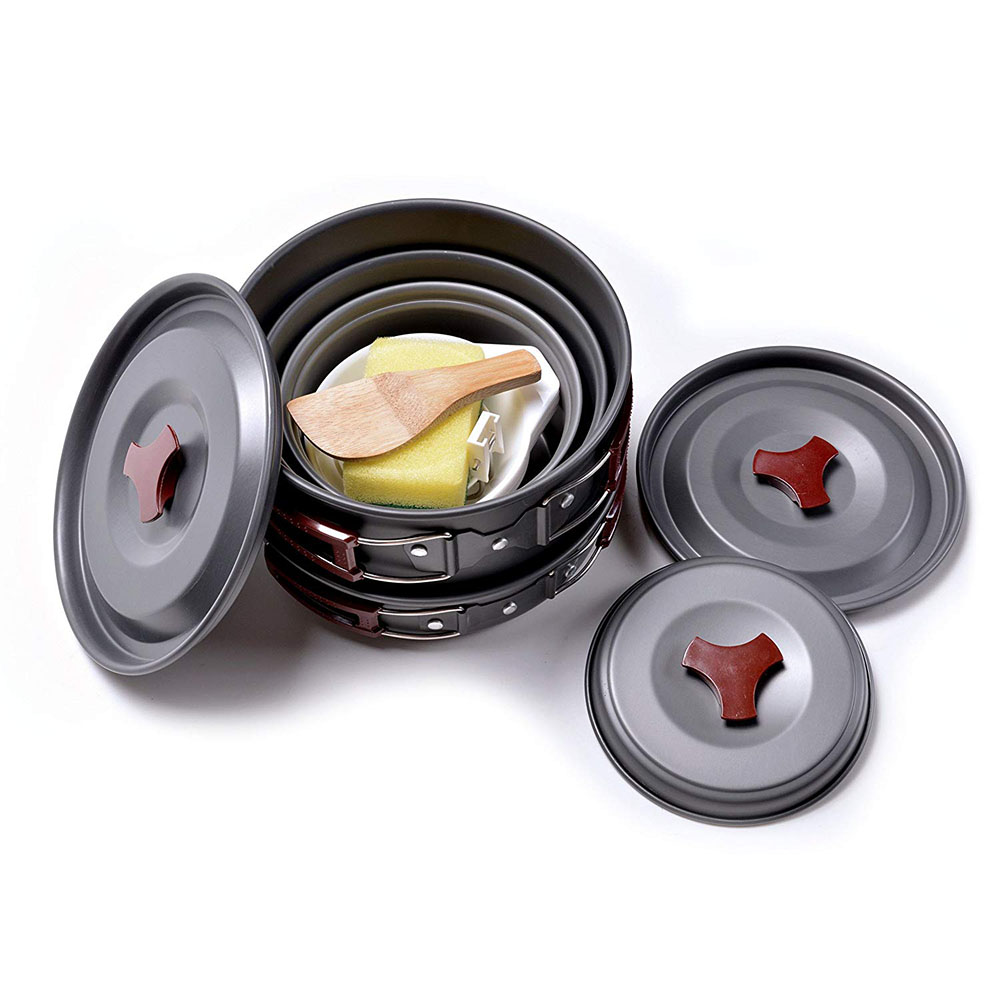 Kit de panelas para acampament - Camping Cooking Ware Set avaliação e preço